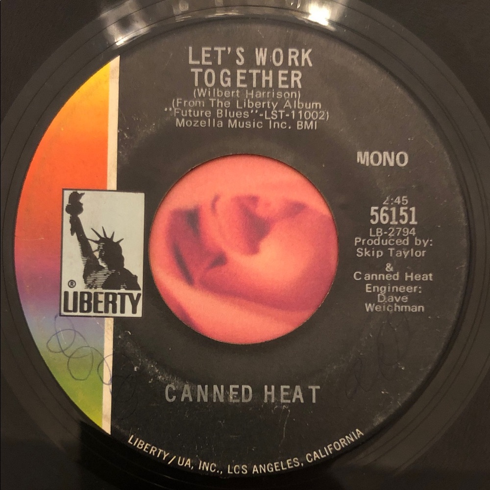 Canned Heat 45 RPM Record Let’s Work Together ‘70